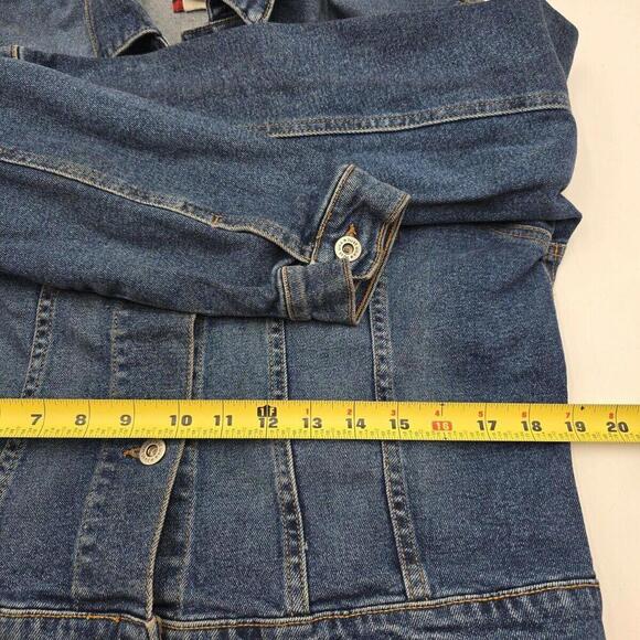 Y2K Just Jeans Denim Jacket Women's 2XL Blue Button Up Long‎ Sleeve Stretch 45-1 - Picture 4 of 10